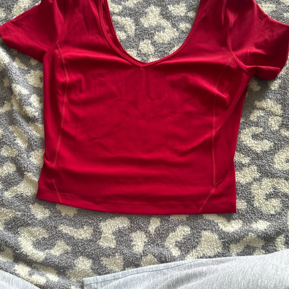 Lululemon Athletica Red Fitted Crop Bodysuit - Picture 3 of 3